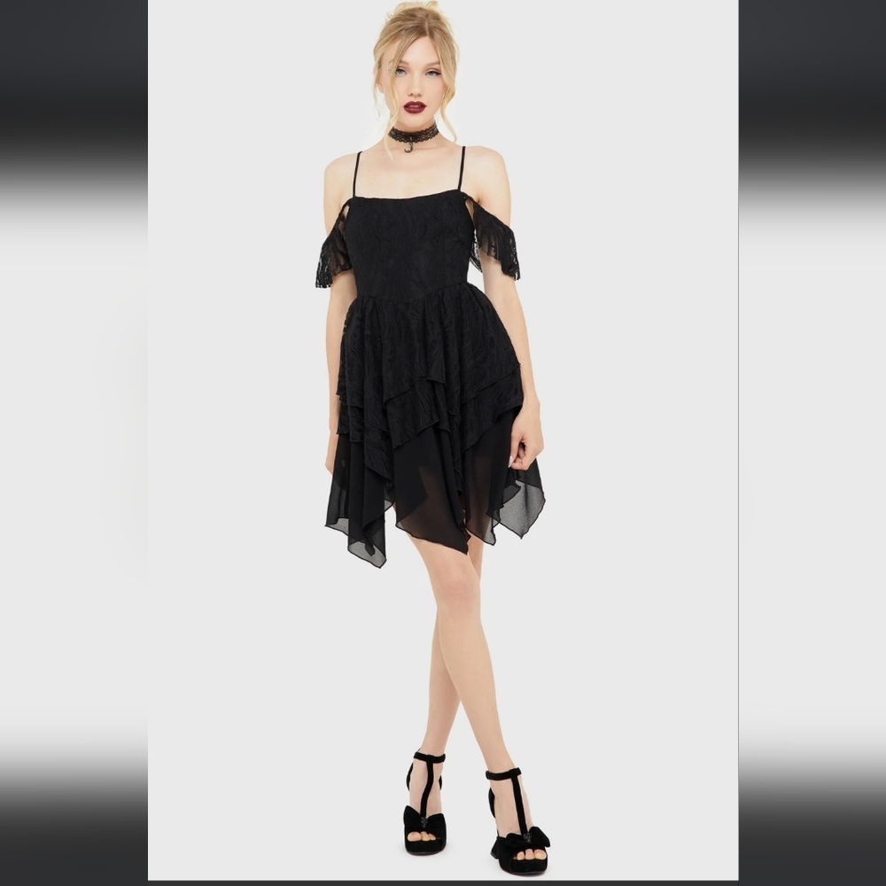 Killstar Black Lace Mini Dress - Picture 3 of 6